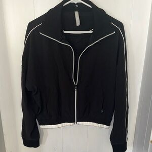 Athleta Black Bomber Jacket with White Trim XS